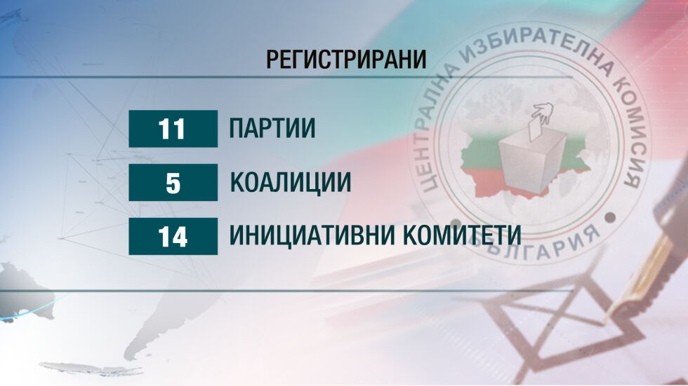 11 партии, пет коалиции и 14 инициативни комитета отиват на изборите